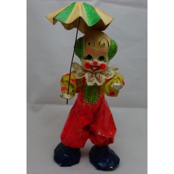 Paper Mache Clown Figurine with Umbrella - Creepy - Take a look - Halloween - Picture 2 of 8